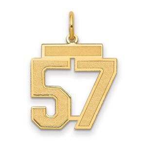 14k Yellow Gold, Jersey Collection, Medium Number 57 Pendant